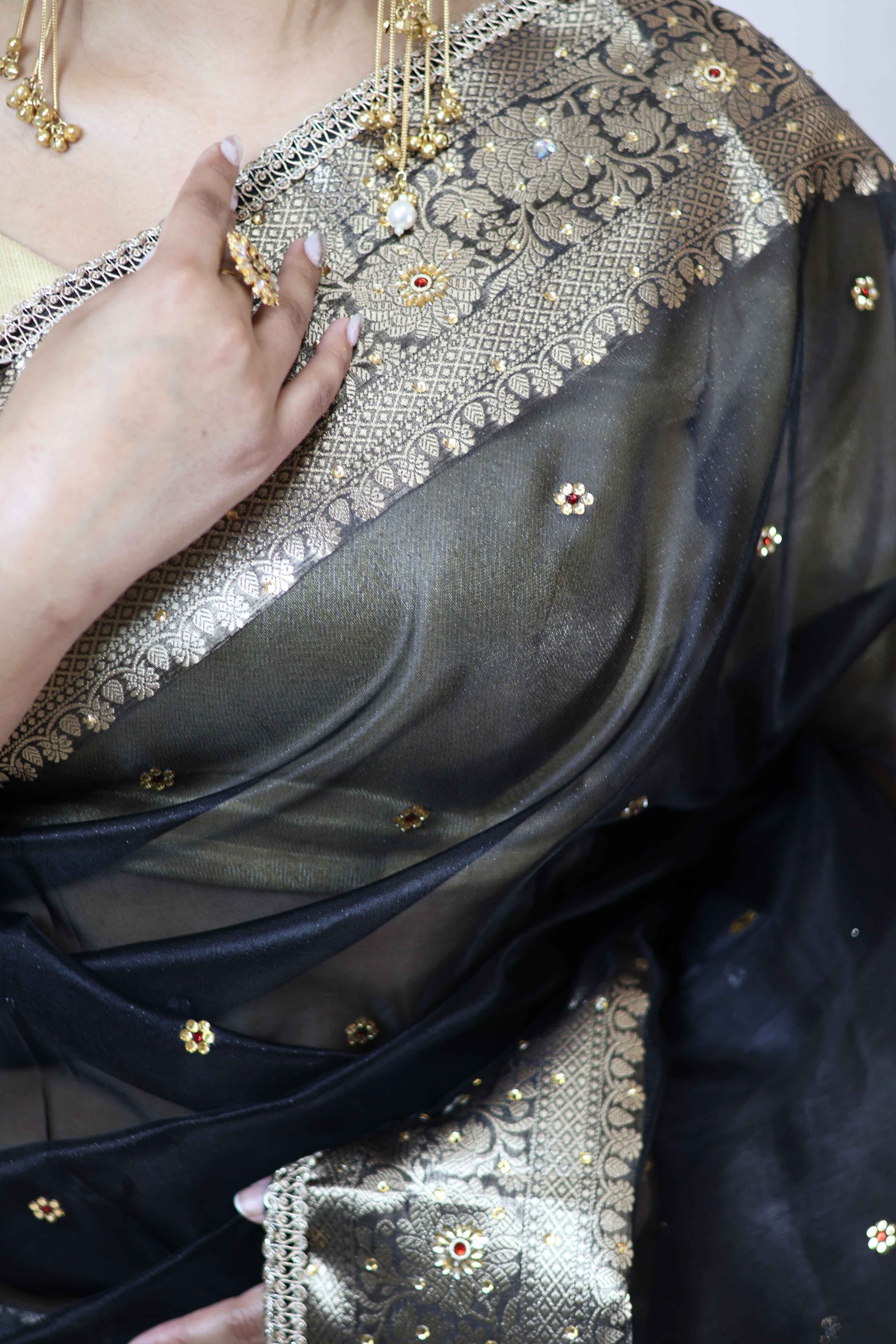 Regal Black Premium Mashru Silk Saree