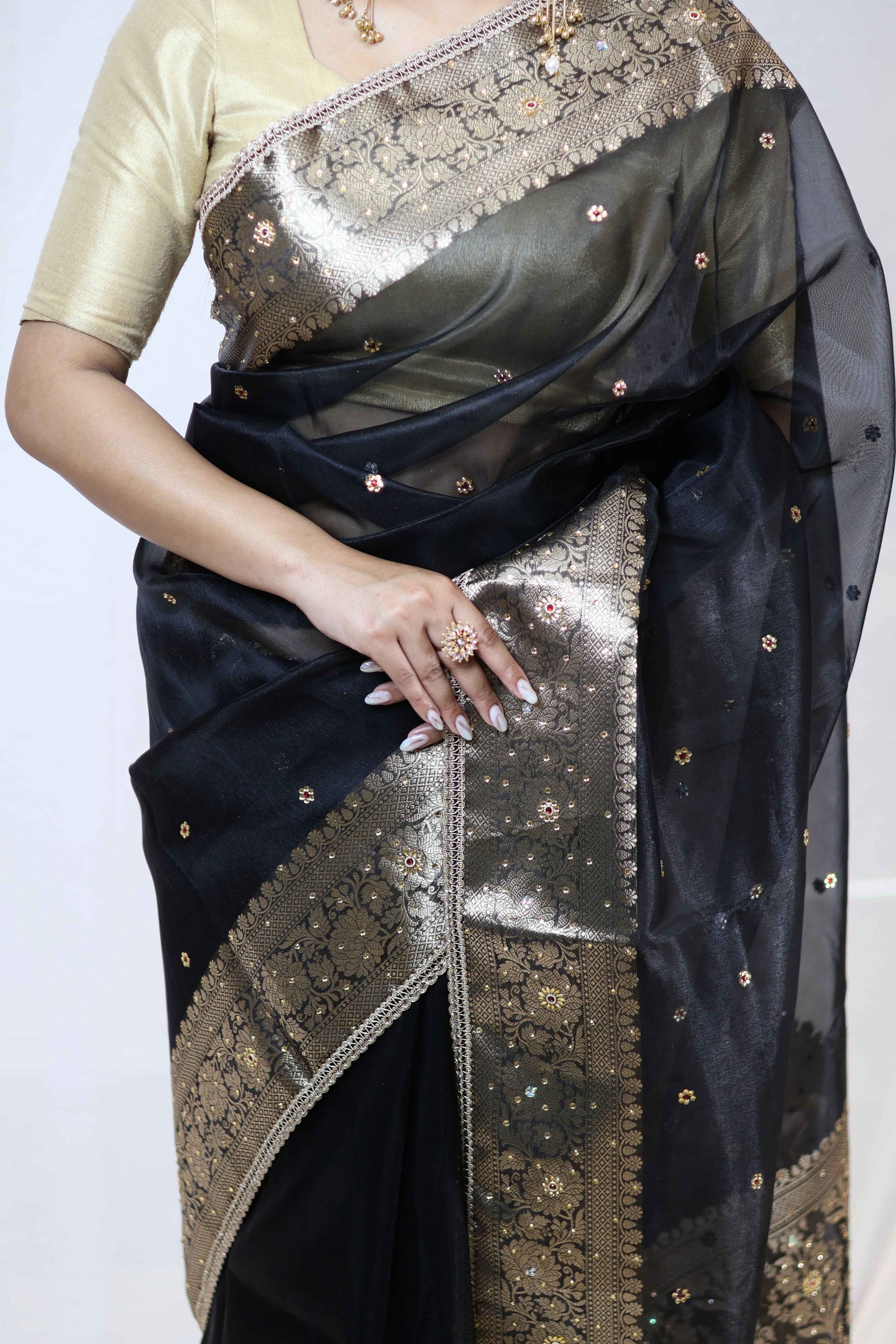 Regal Black Premium Mashru Silk Saree