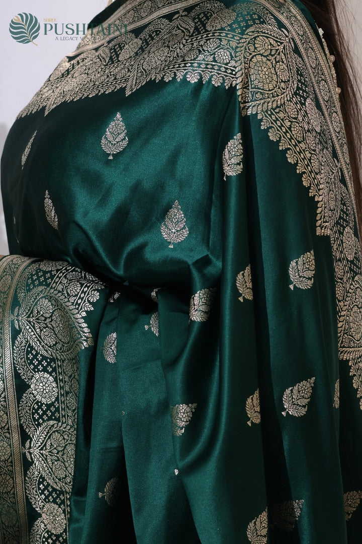 Regal Dark Green Mashru Silk Saree