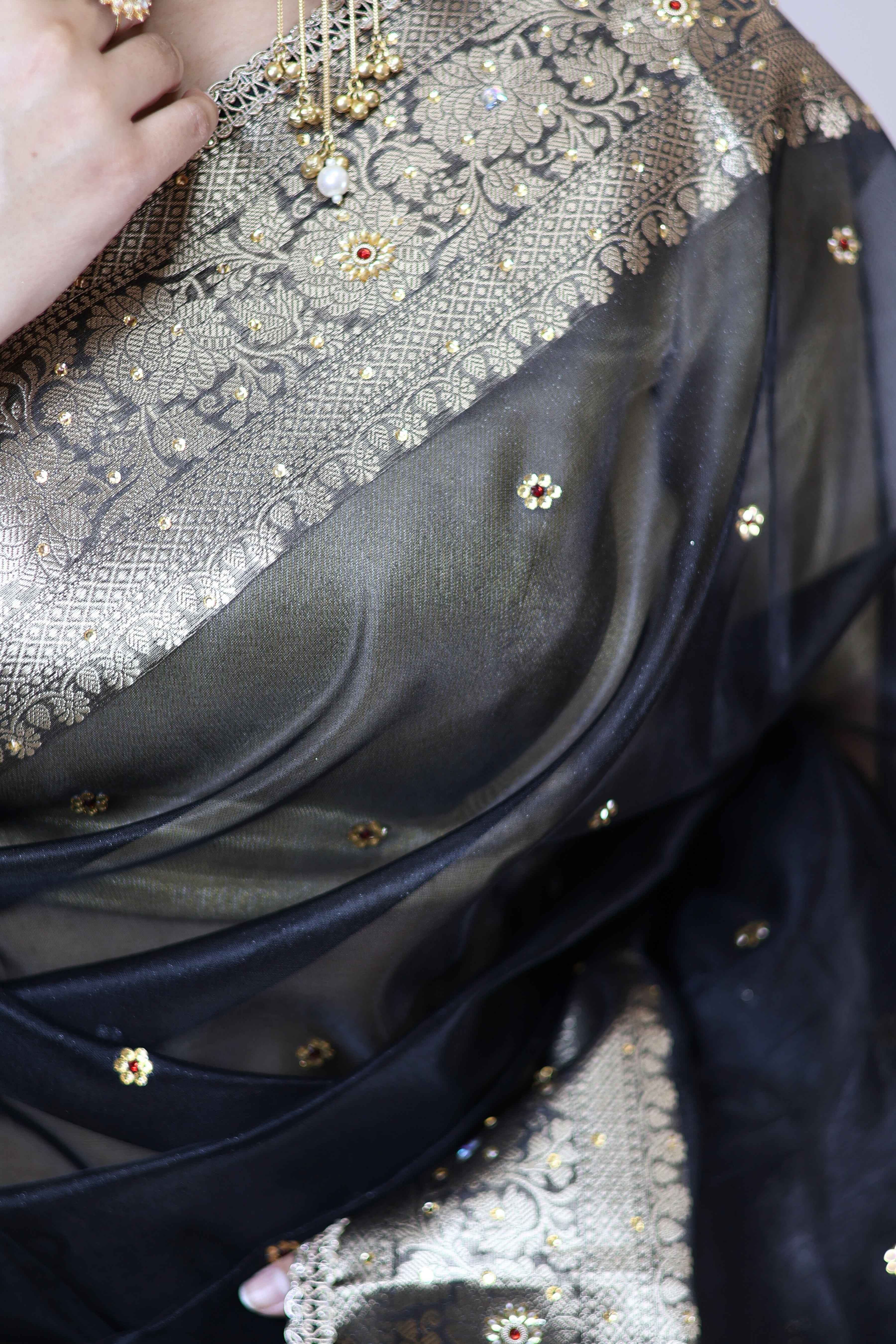 Regal Black Premium Mashru Silk Saree