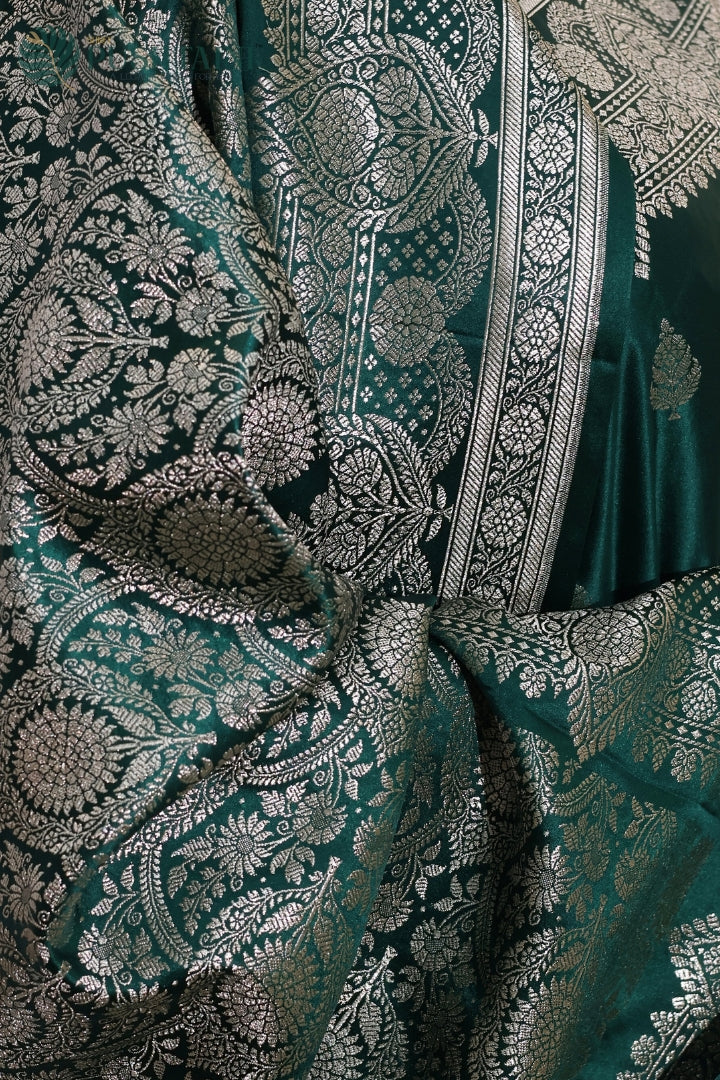 Regal Dark Green Mashru Silk Saree