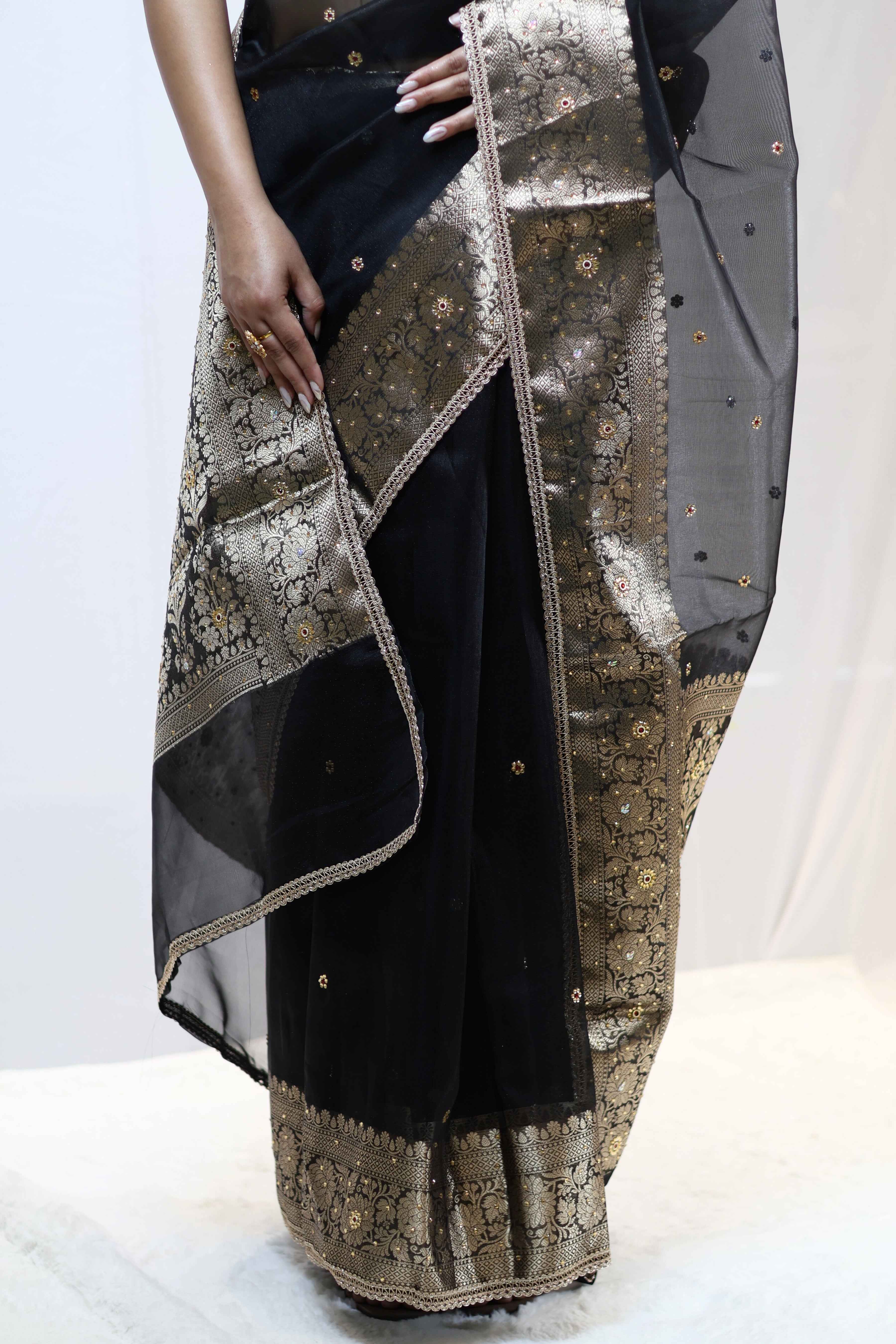 Regal Black Premium Mashru Silk Saree