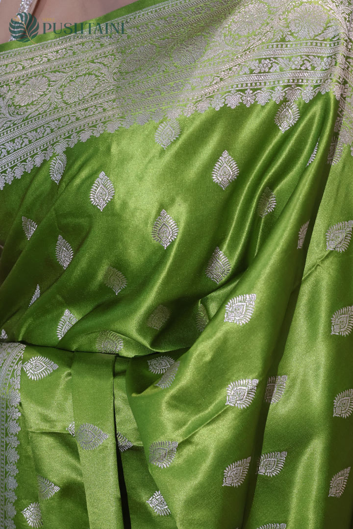 Heritage Olive Banarasi Mashru Saree