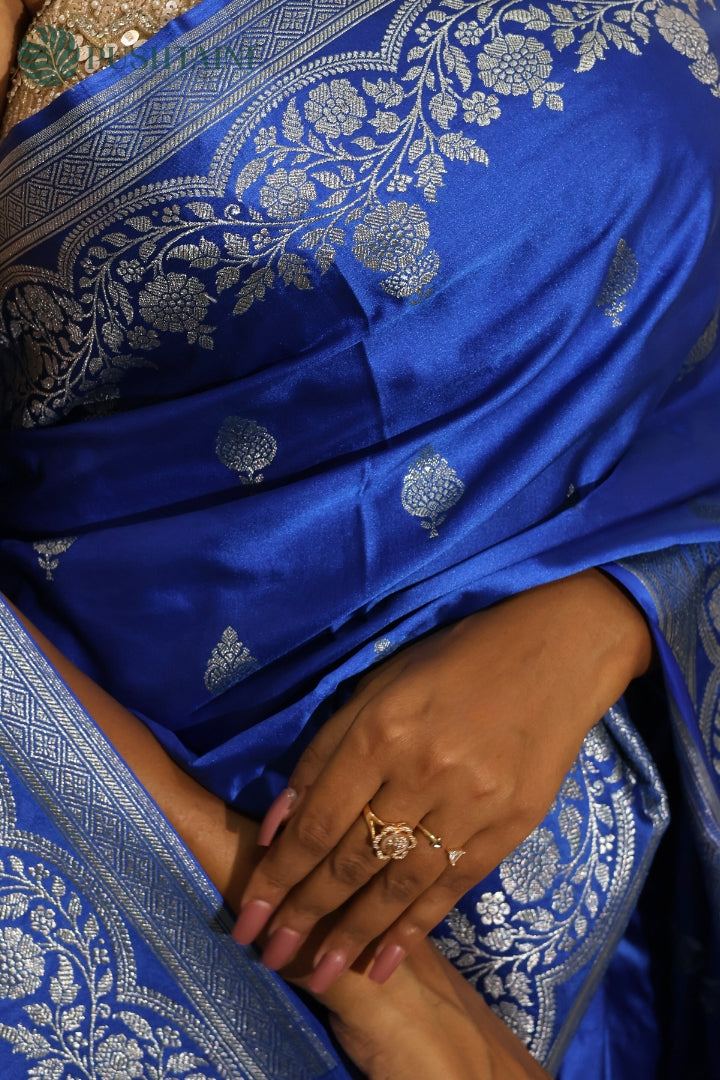 Classic Royal Blue Mashru Saree
