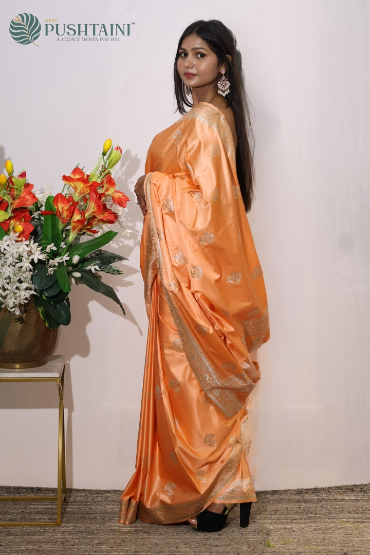 Graceful Peach Mashru Silk Saree