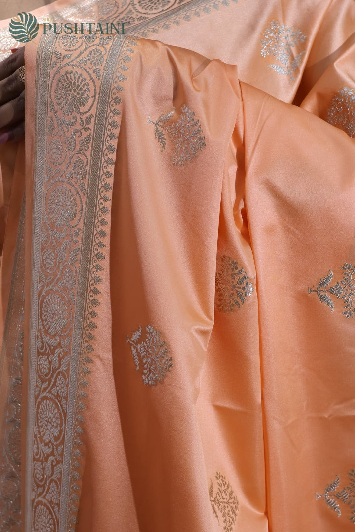 Graceful Peach Mashru Silk Saree