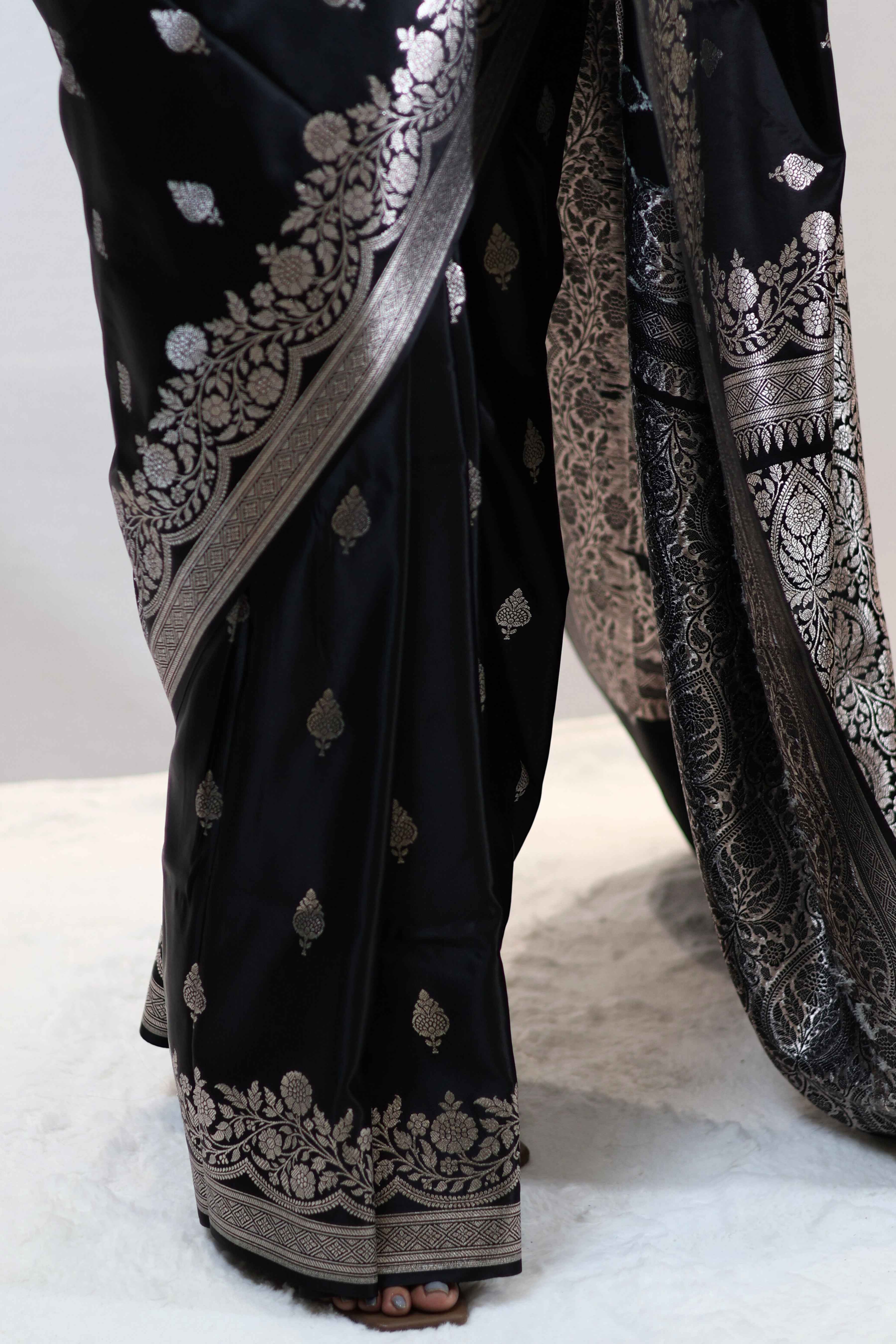 Imperial Black Mashru Silk Saree