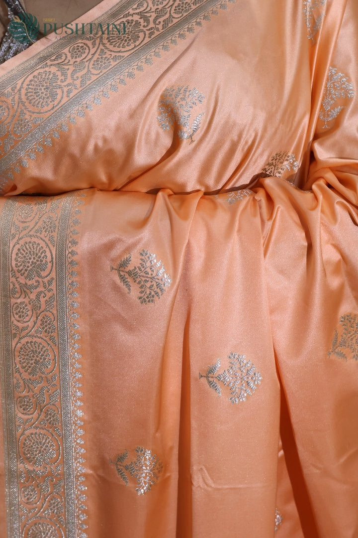 Graceful Peach Mashru Silk Saree
