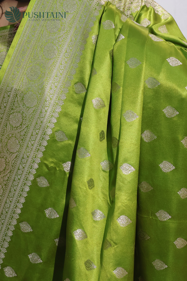 Heritage Olive Banarasi Mashru Saree