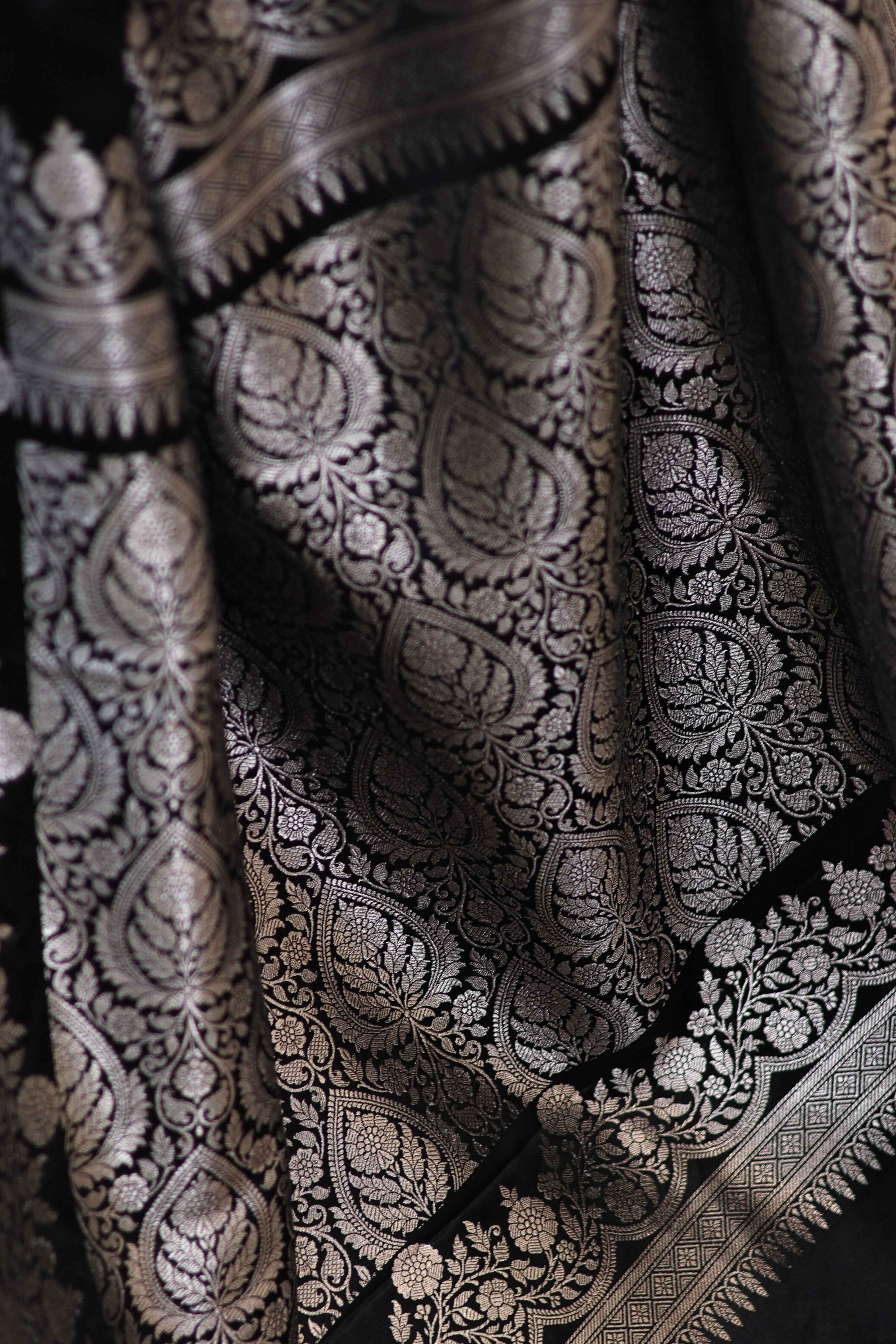 Imperial Black Mashru Silk Saree