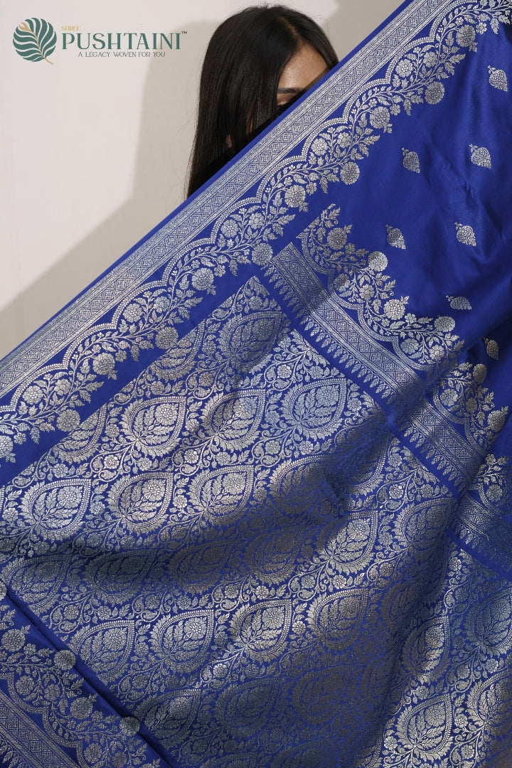 Elegant Dark Blue Mashru Silk Saree
