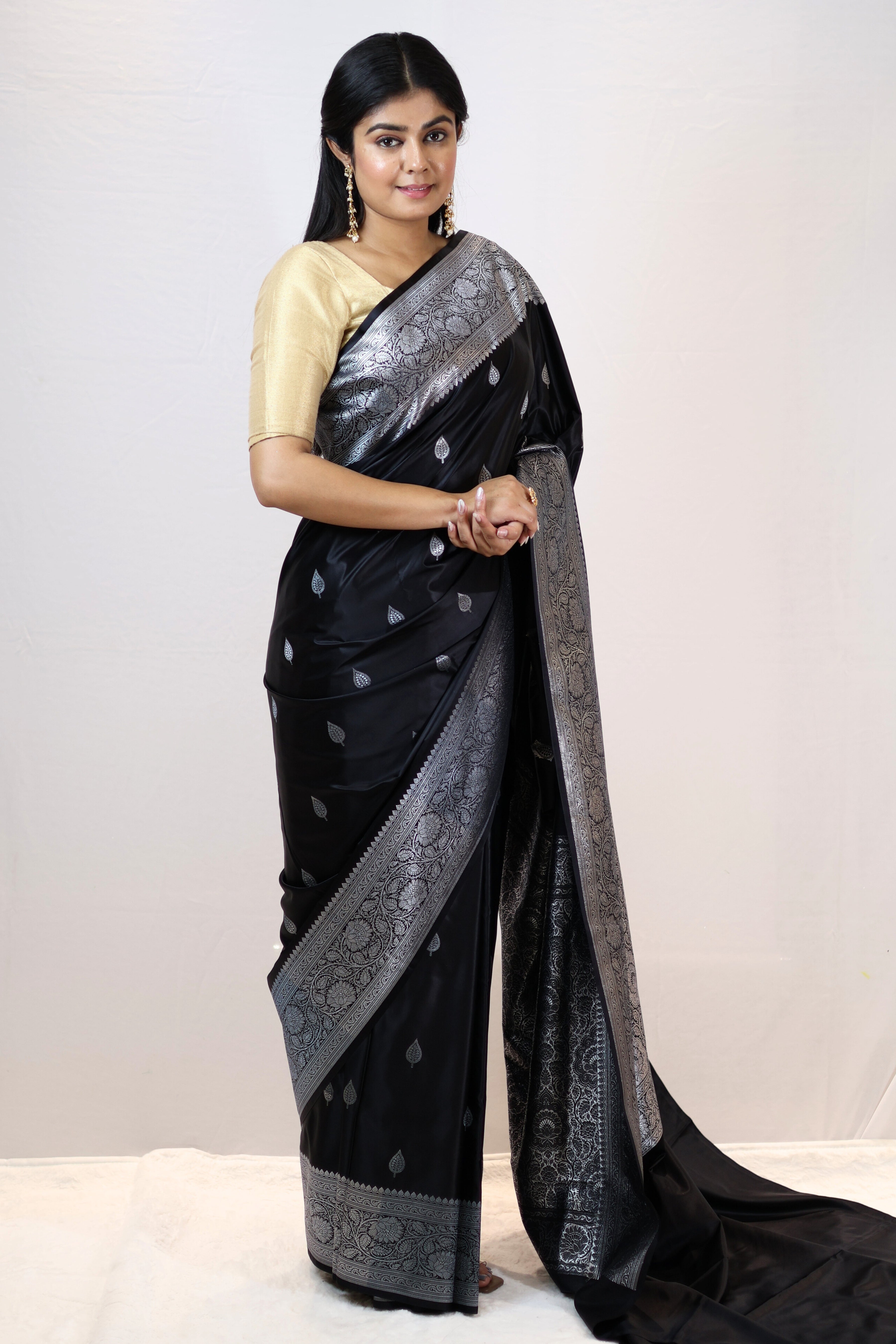 Imperial Black Mashru Silk Saree
