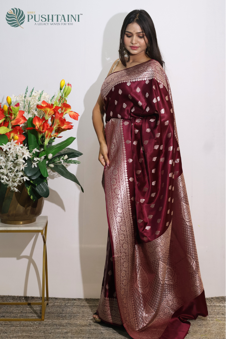Royal Maroon Banarasi Mashru Saree