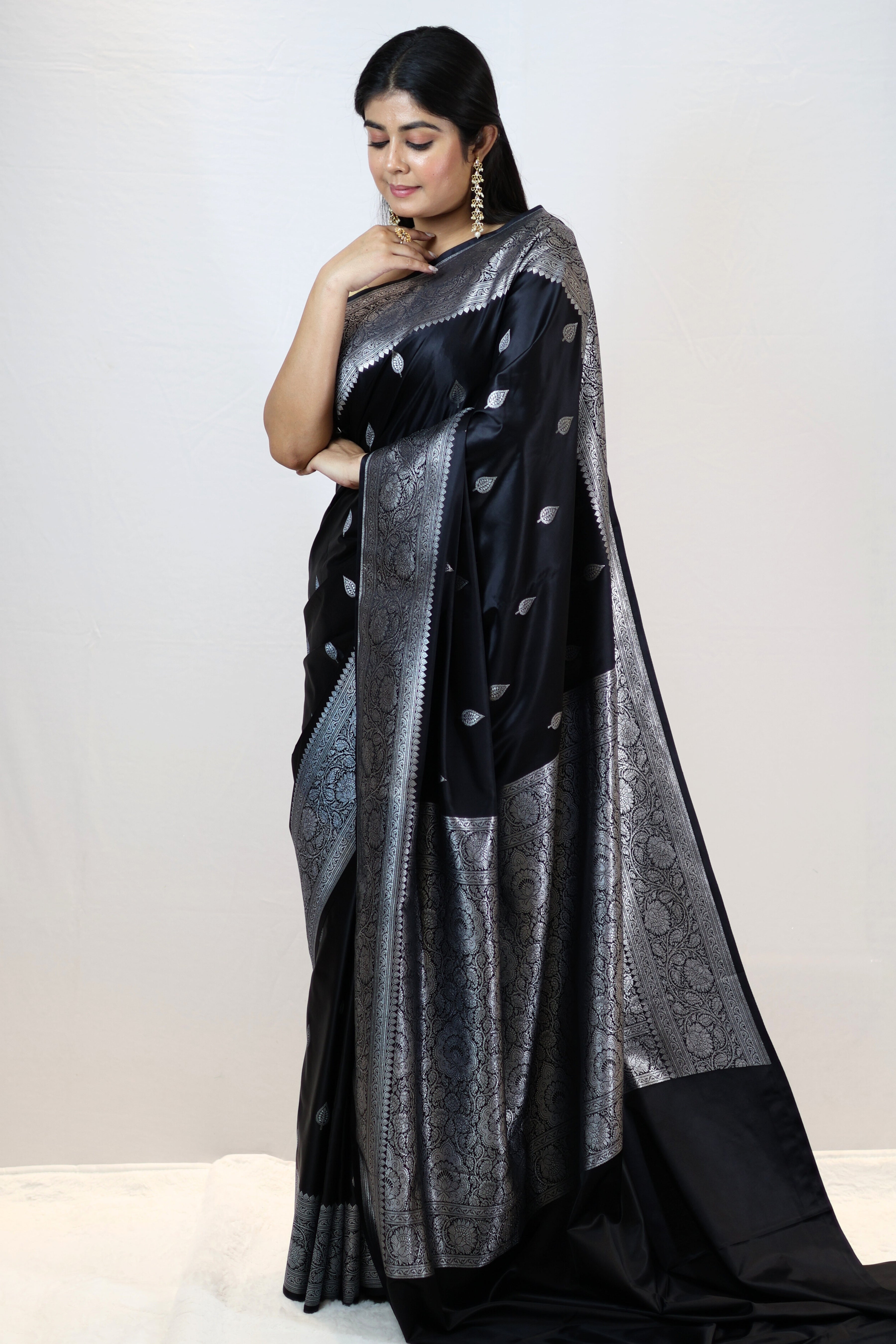 Imperial Black Mashru Silk Saree