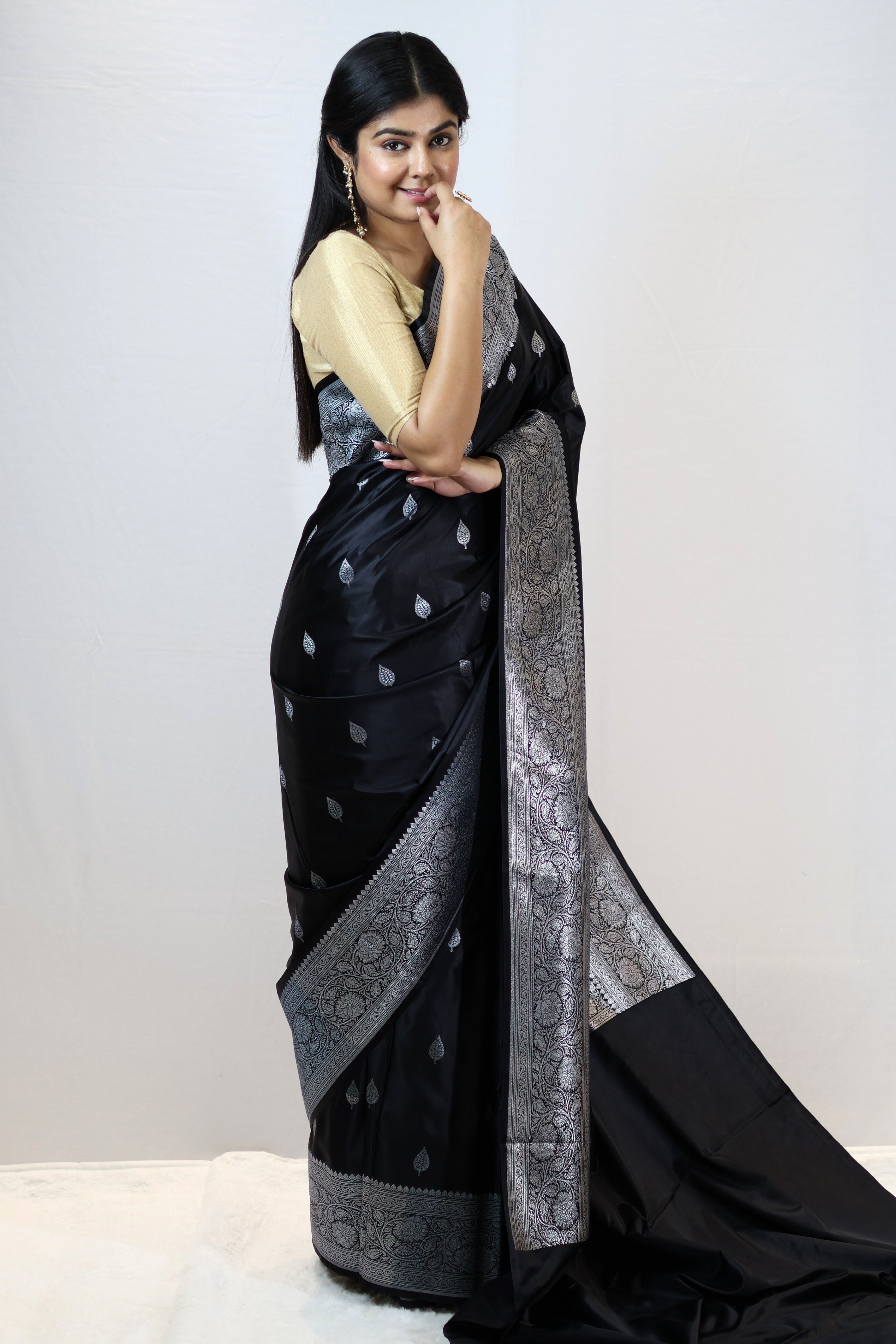 Imperial Black Mashru Silk Saree