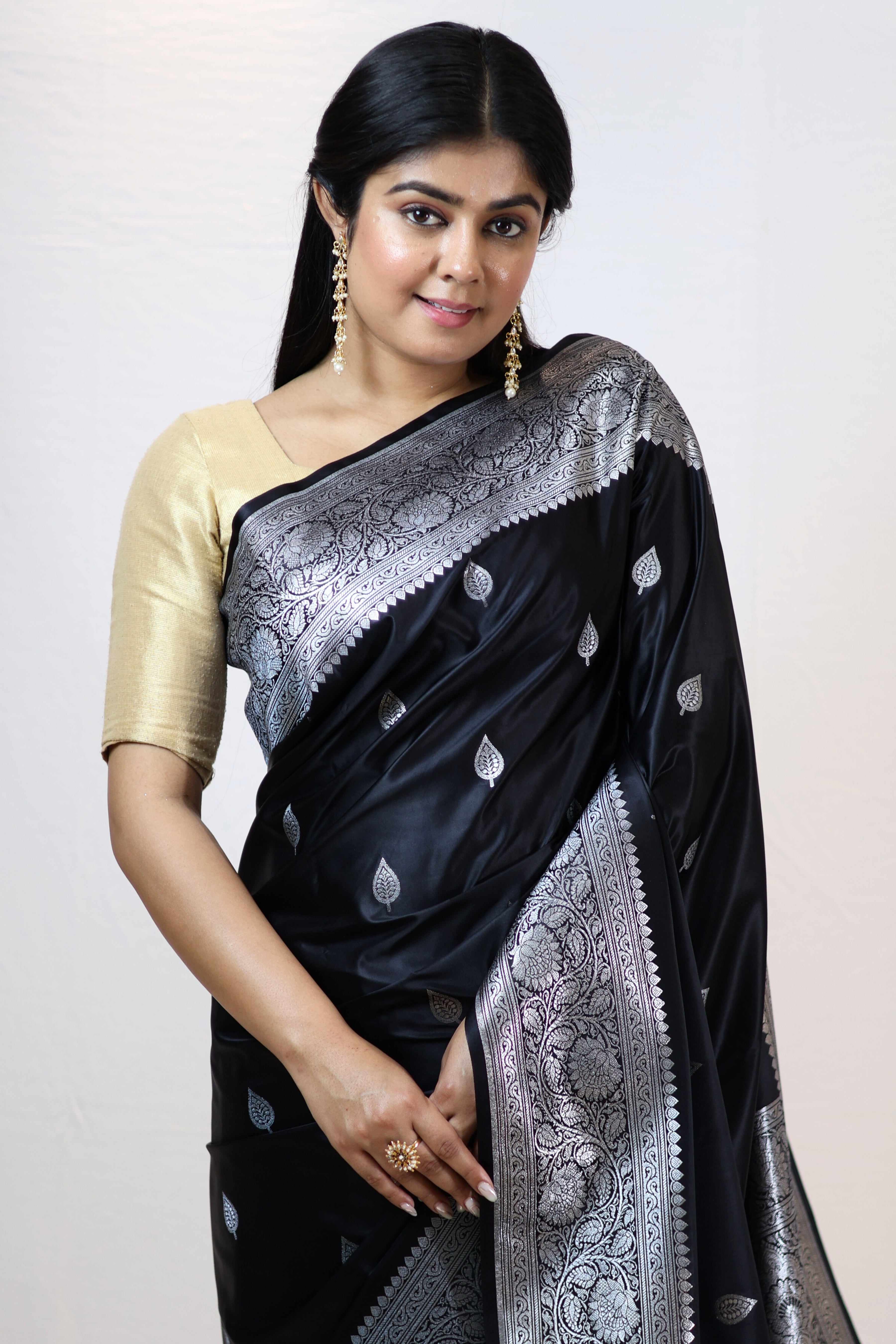 Imperial Black Mashru Silk Saree