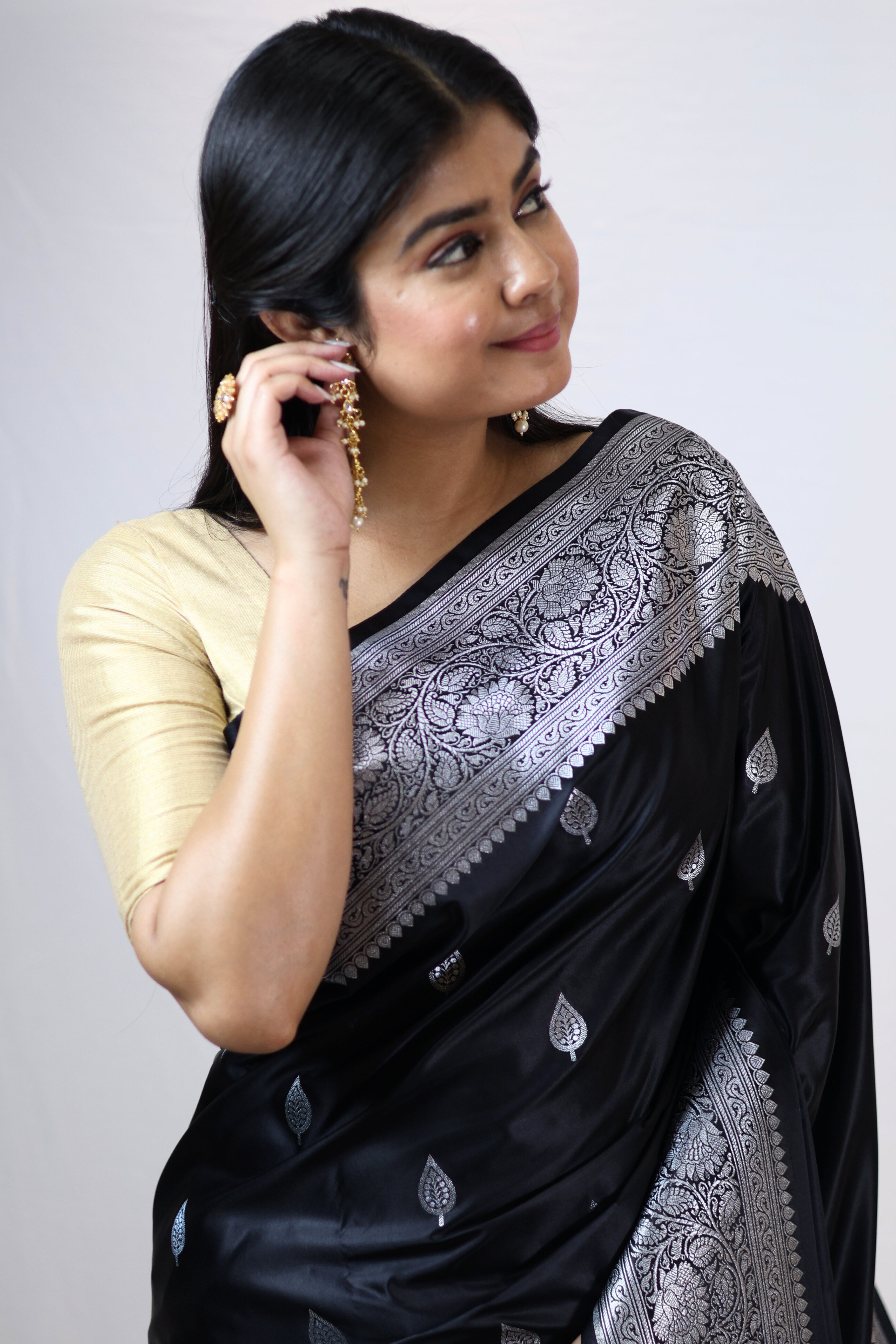 Imperial Black Mashru Silk Saree