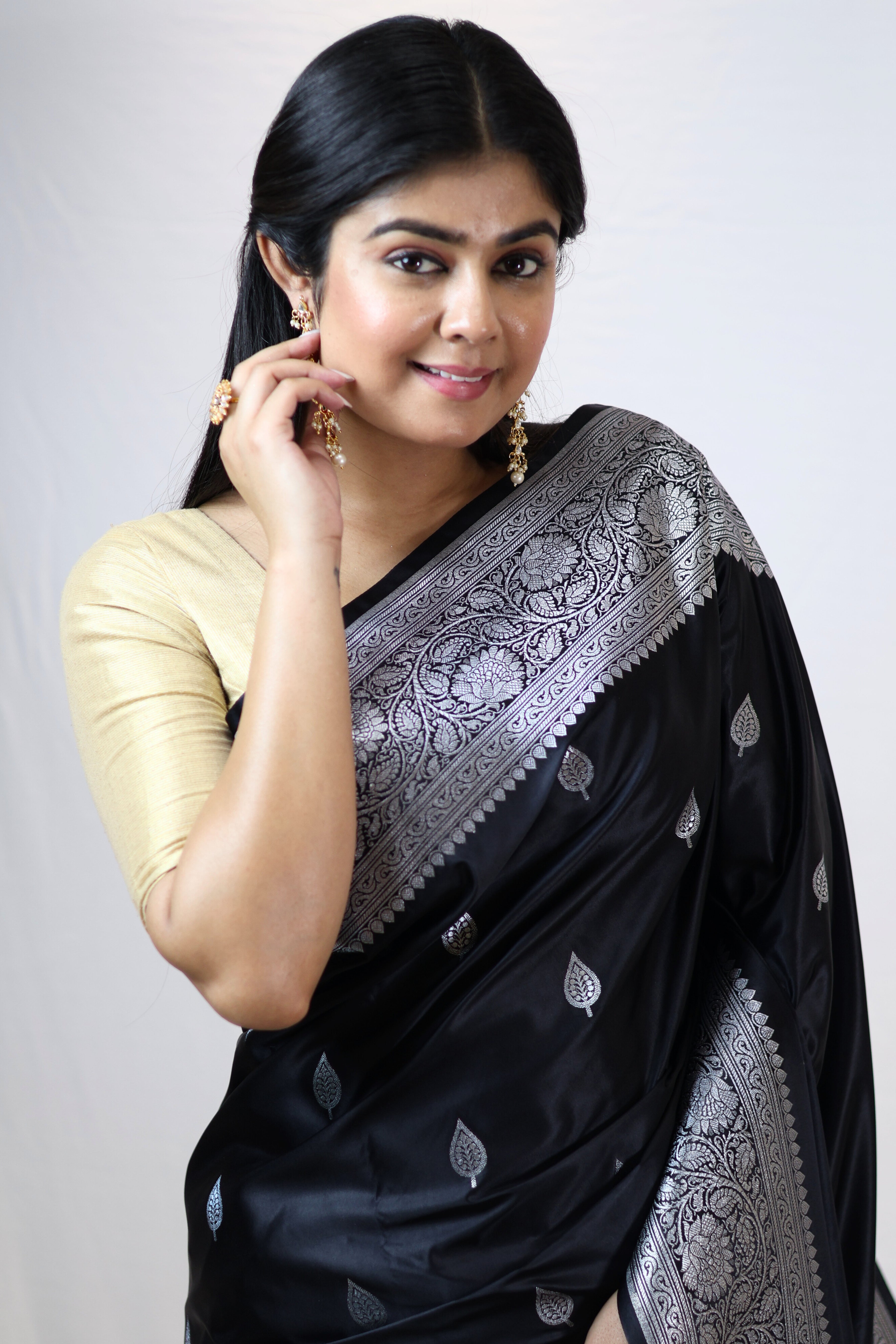 Imperial Black Mashru Silk Saree