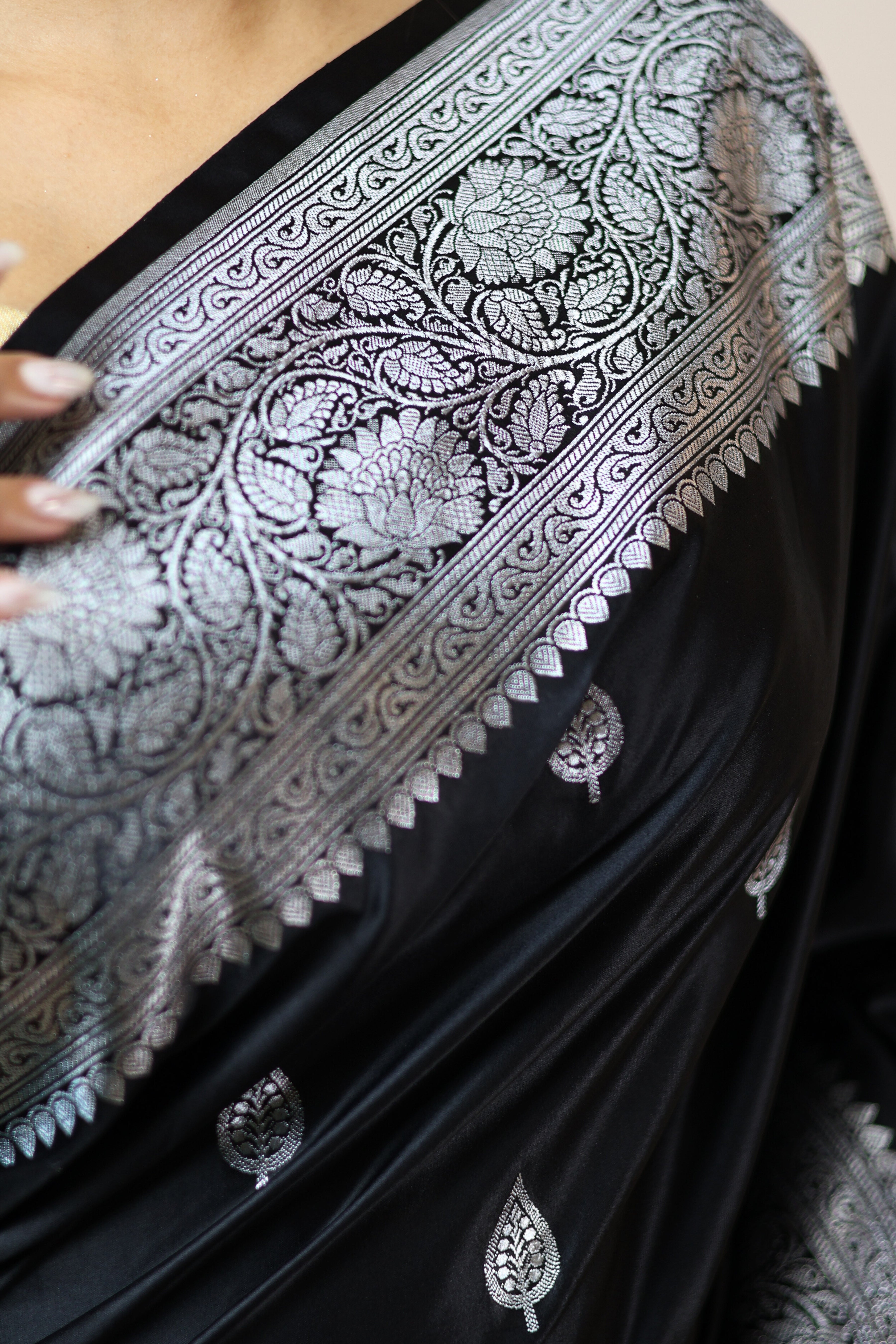 Imperial Black Mashru Silk Saree