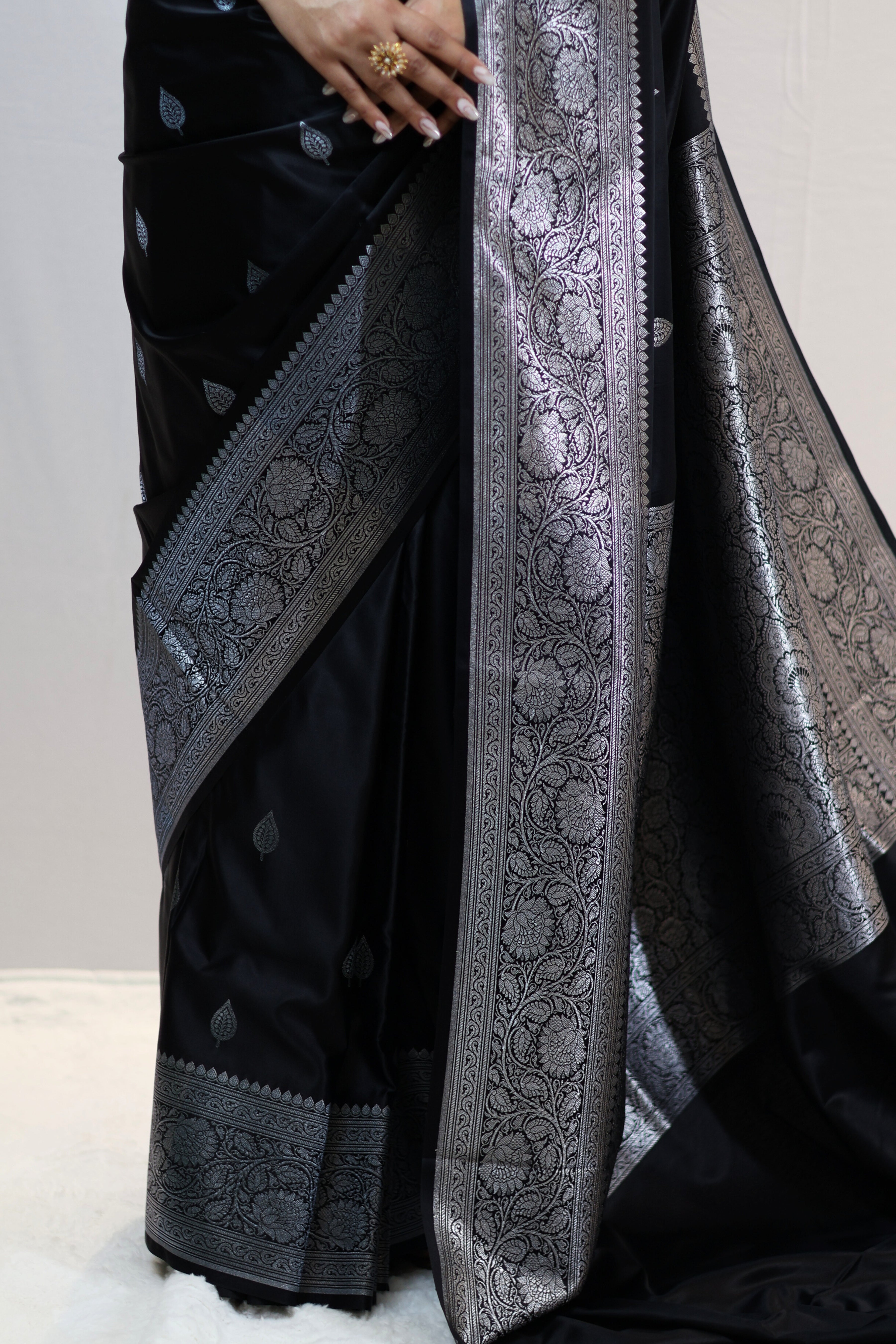 Imperial Black Mashru Silk Saree