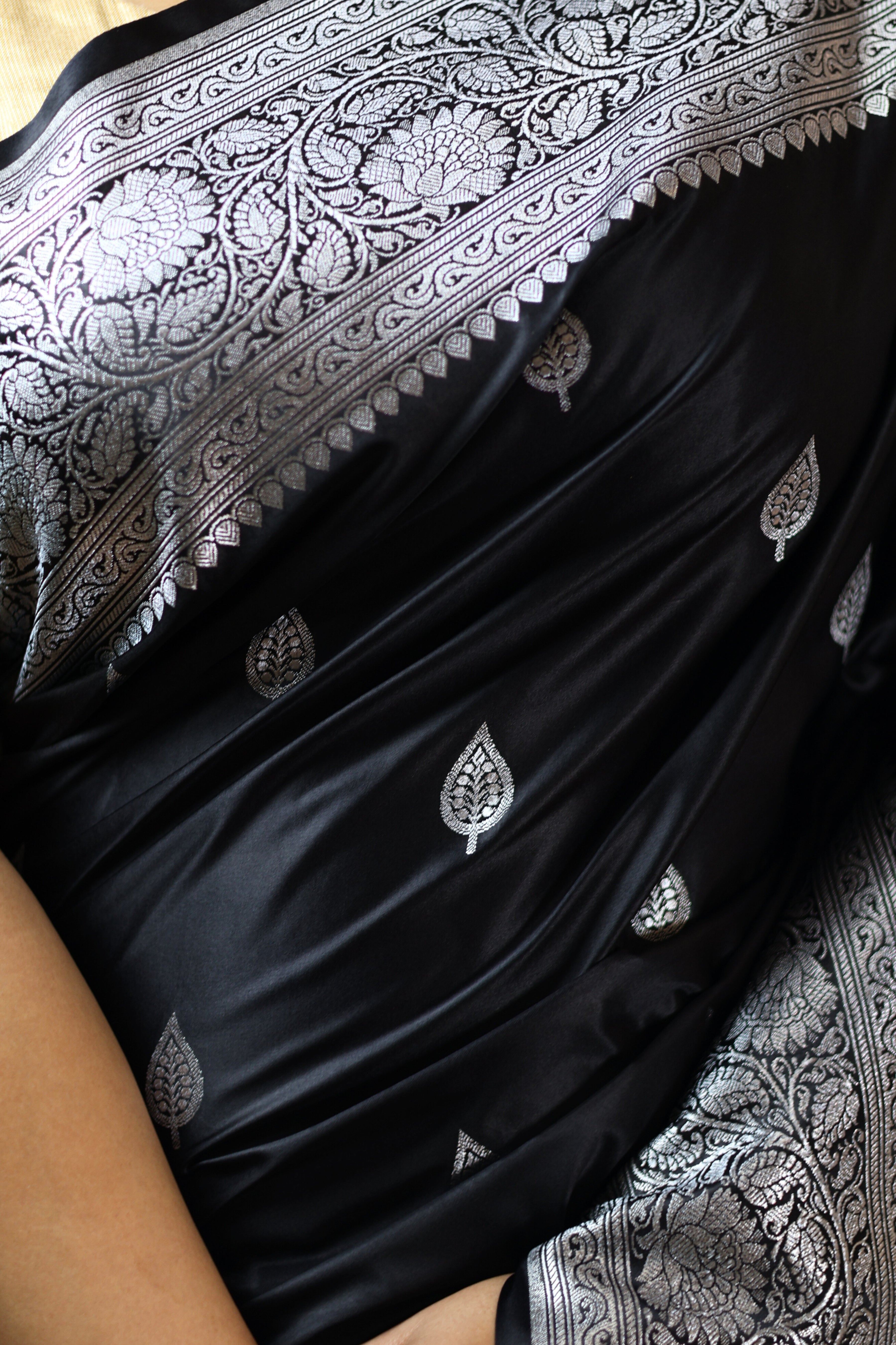Imperial Black Mashru Silk Saree