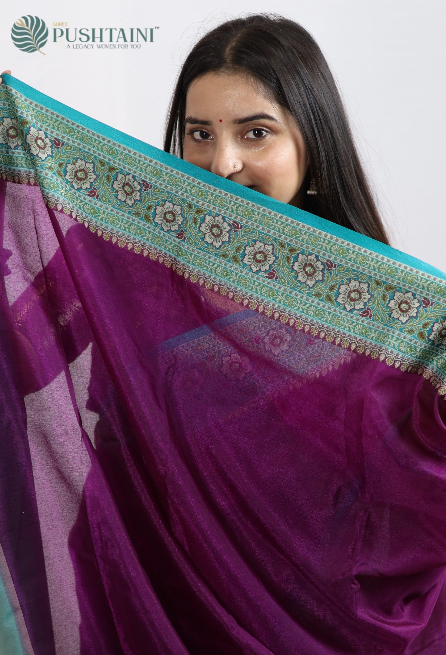 Dark Purple Warm Silk Saree With Anchal Border work