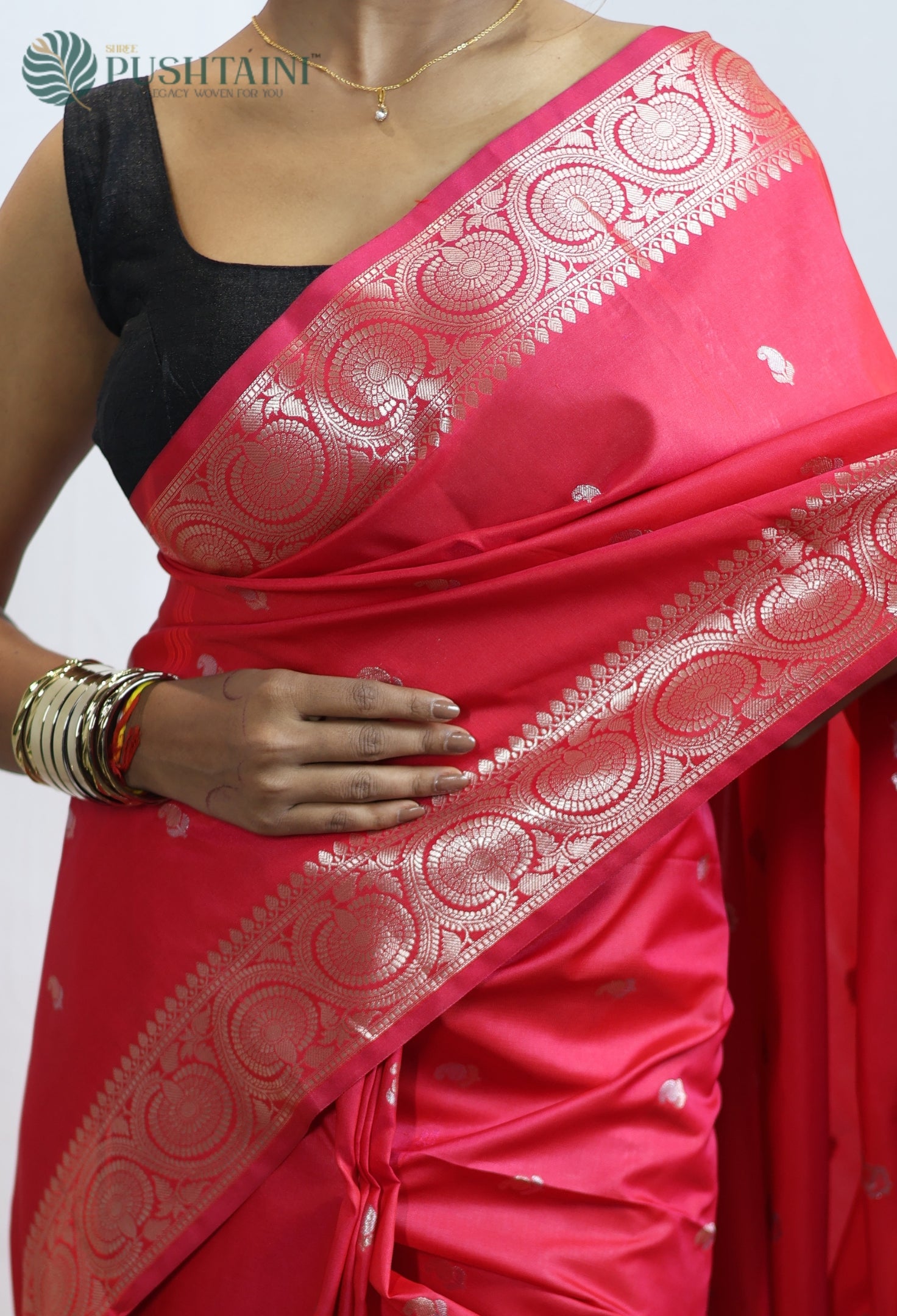Red Art Silk Fancy Saree with Allover Gold Zari work