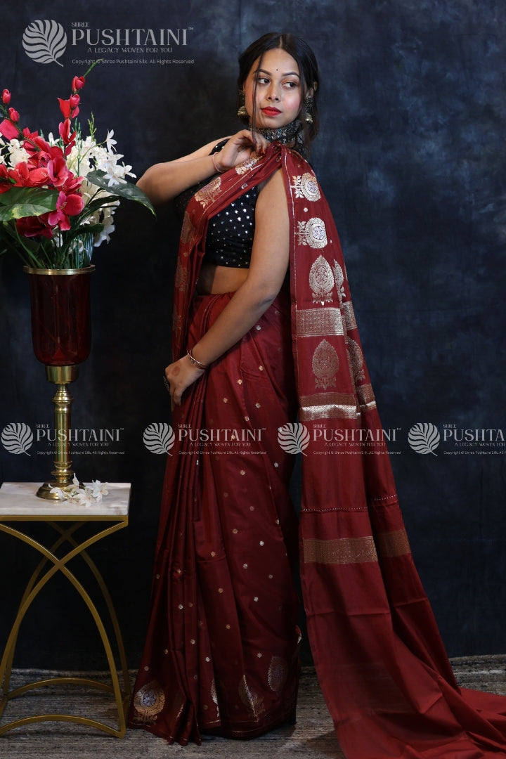 MAROON COTTON SILK FANCY SAREE