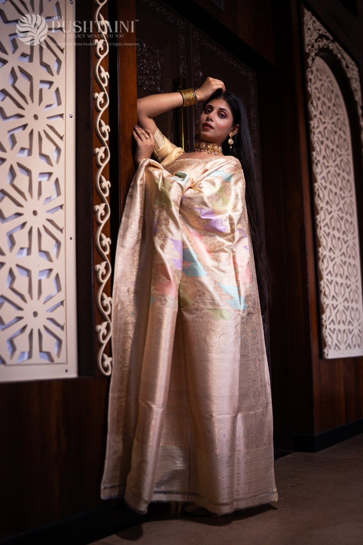 Gold Colour Pure Katan Silk Saree