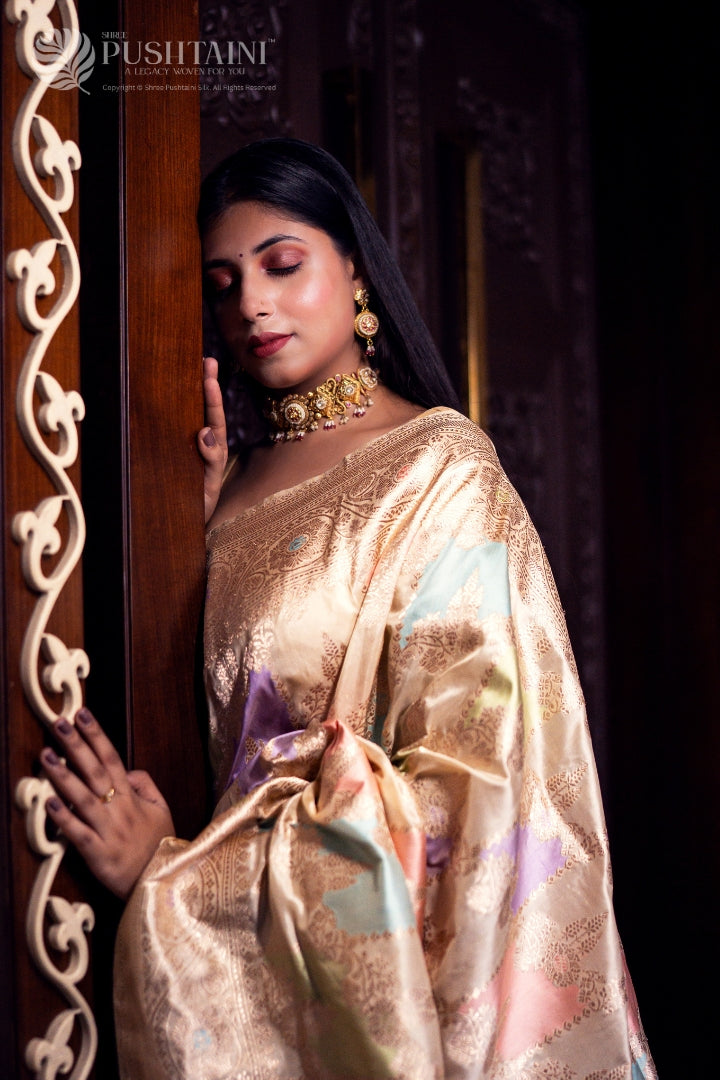 Gold Colour Pure Katan Silk Saree