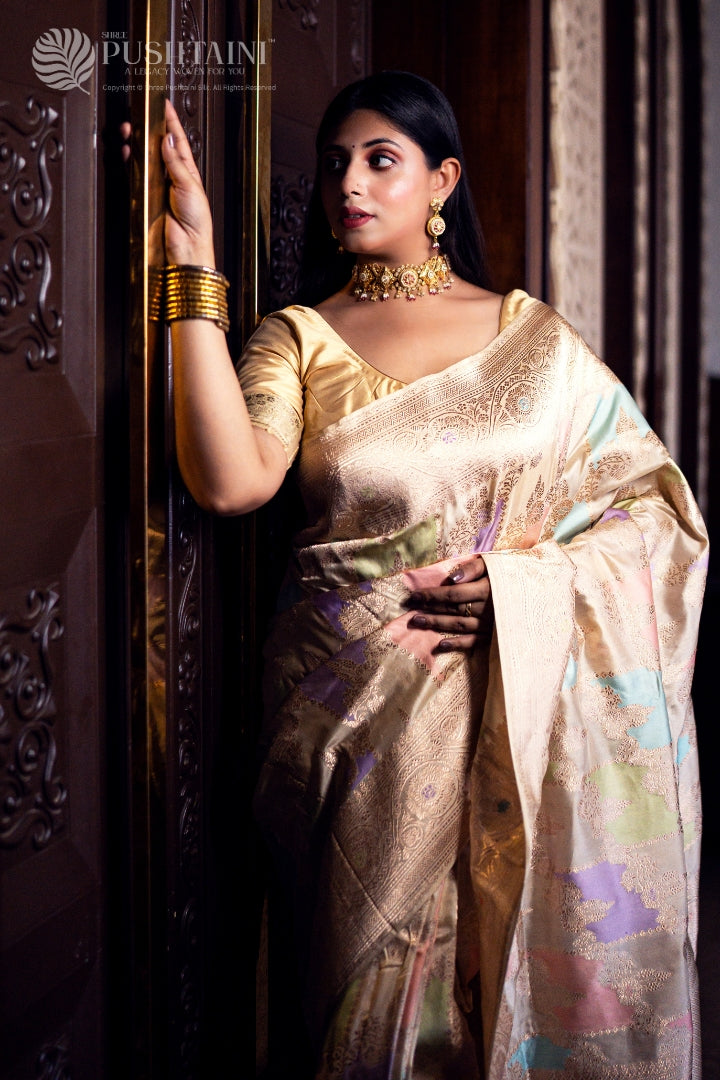 Gold Colour Pure Katan Silk Saree