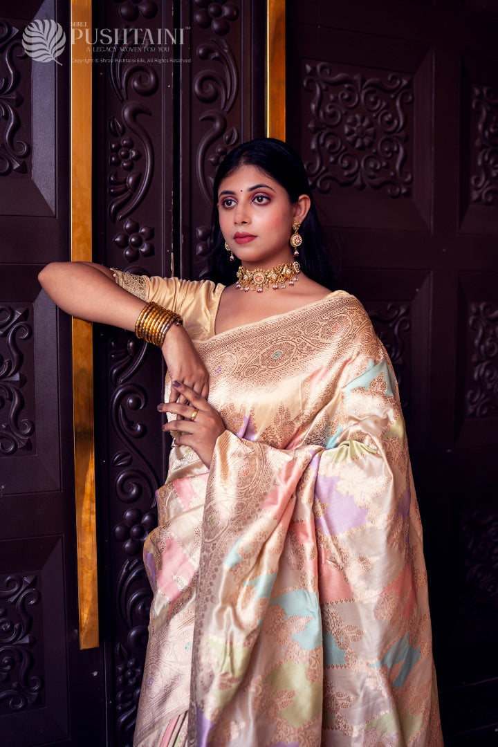 Gold Colour Pure Katan Silk Saree