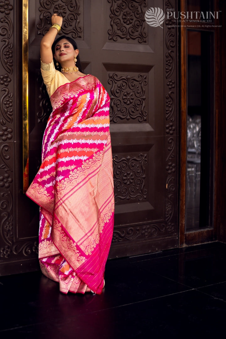 Pink Colour Rangkat Pure Katan Silk Saree