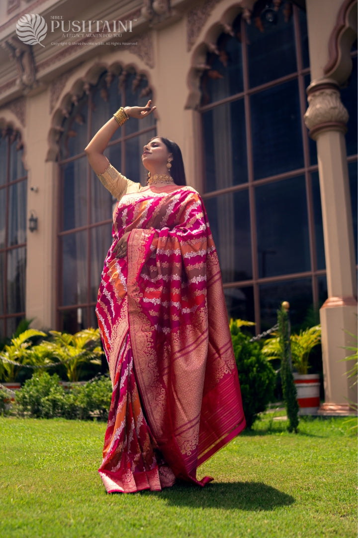 Pink Colour Rangkat Pure Katan Silk Saree