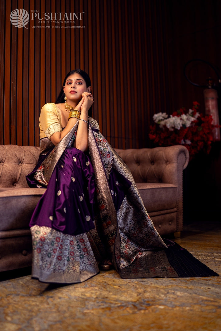 Royal Blue Colour Pure Katan Silk Saree
