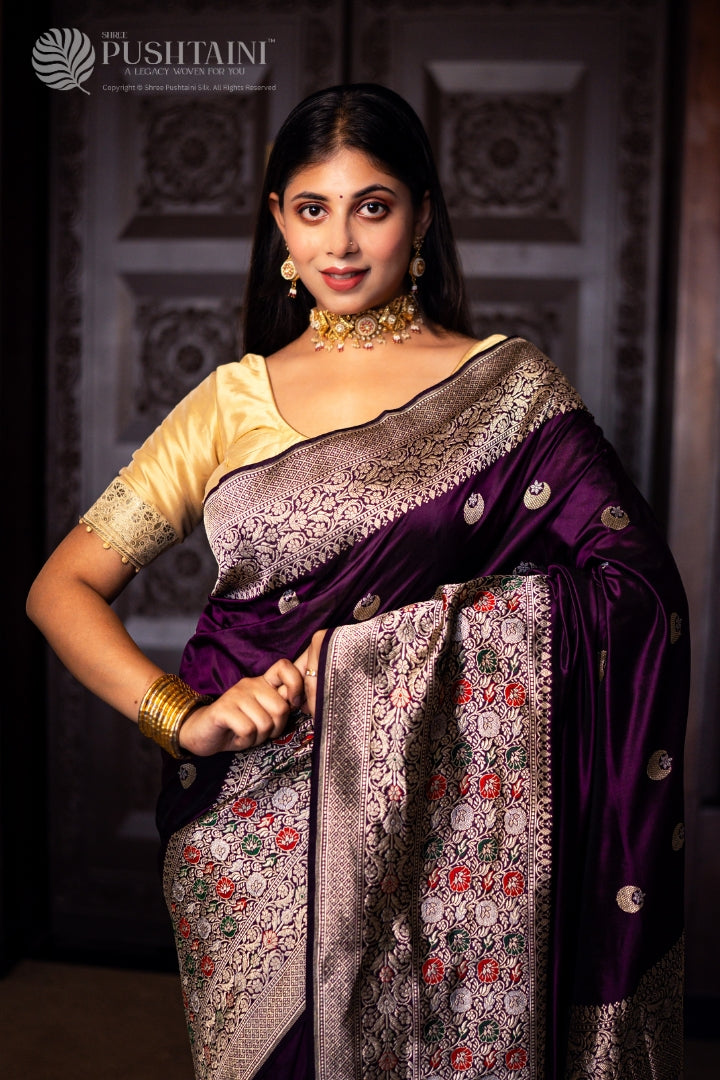 Royal Blue Colour Pure Katan Silk Saree