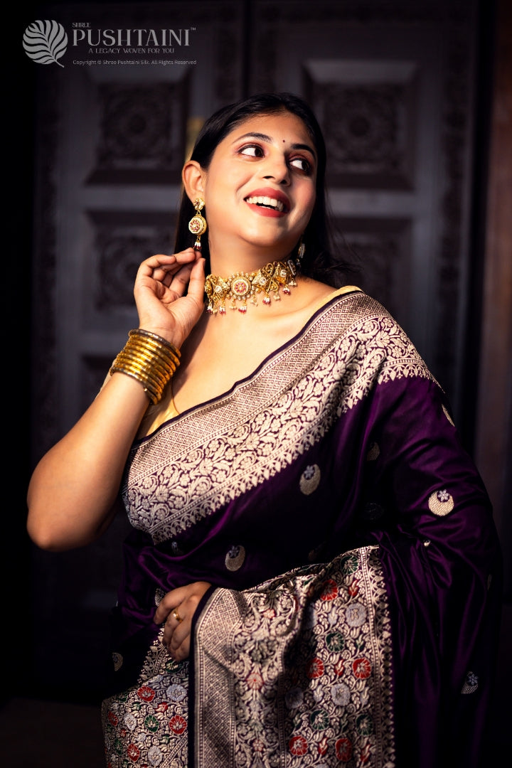 Royal Blue Colour Pure Katan Silk Saree