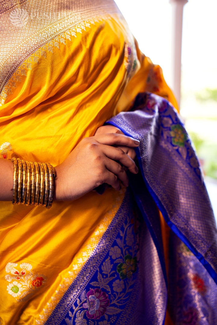 Yellow Colour Pure Katan Silk Saree