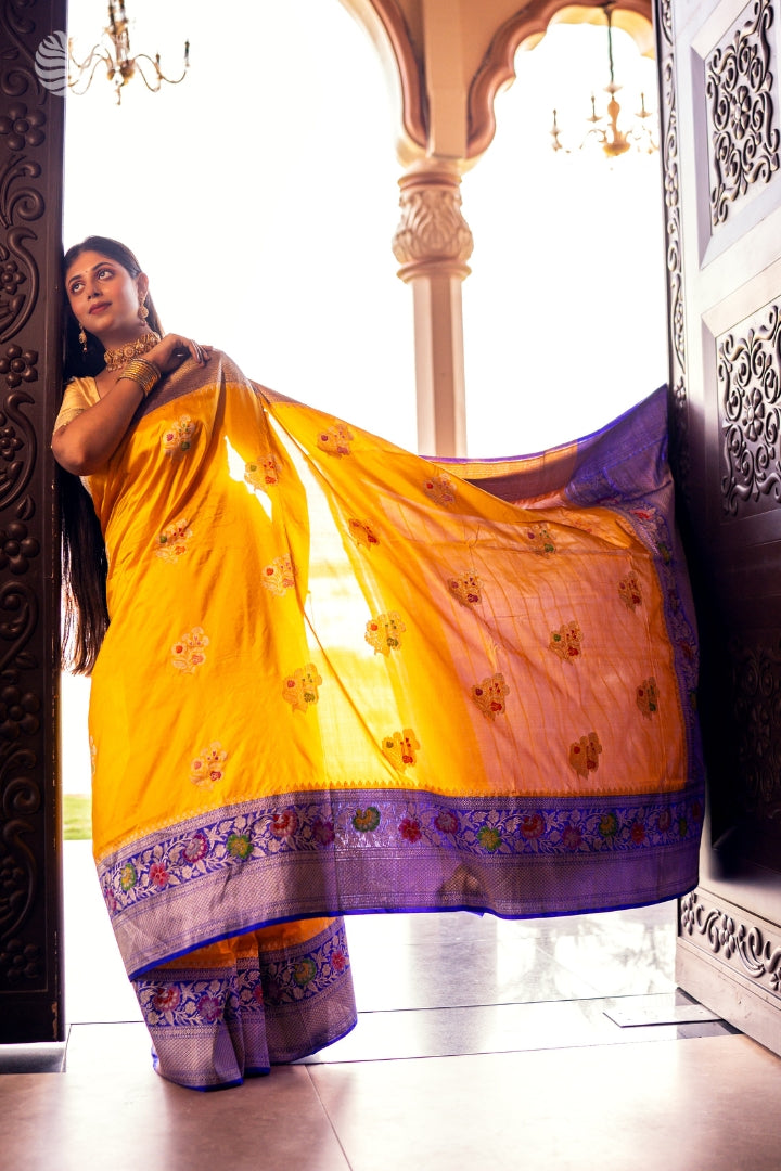 Yellow Colour Pure Katan Silk Saree