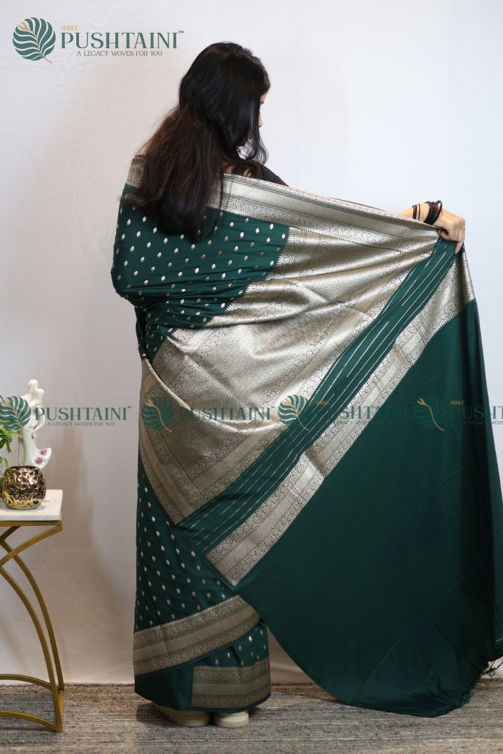 Green Mashru Silk Booti Work Banarasi Saree
