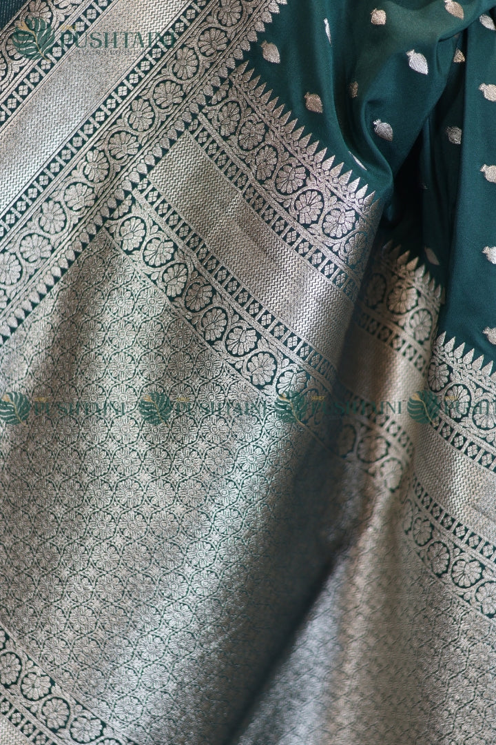 Green Mashru Silk Booti Work Banarasi Saree