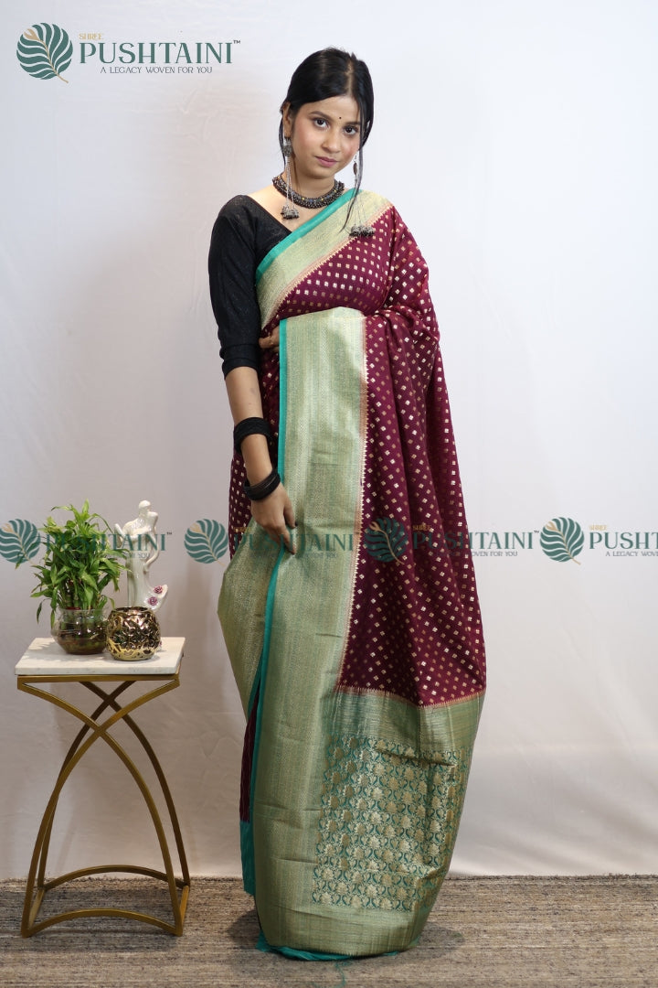 Purple Colour Banarasi Crepe Georgette Zari Booti Saree