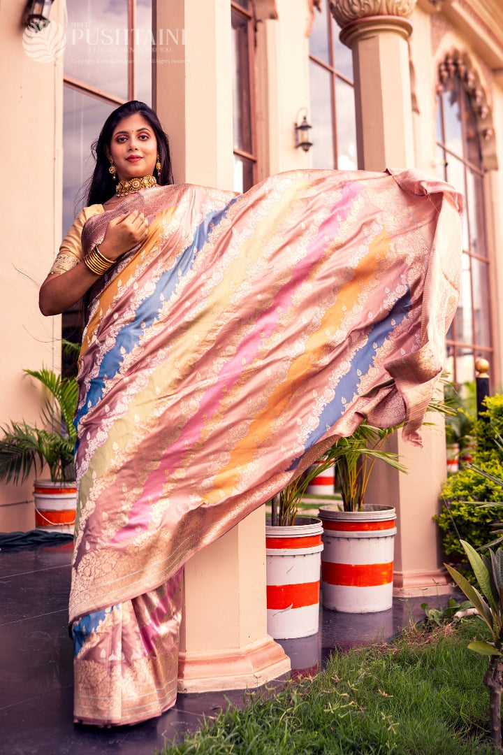 Elegant Multi Colour Rangkat Pure Katan Silk Saree