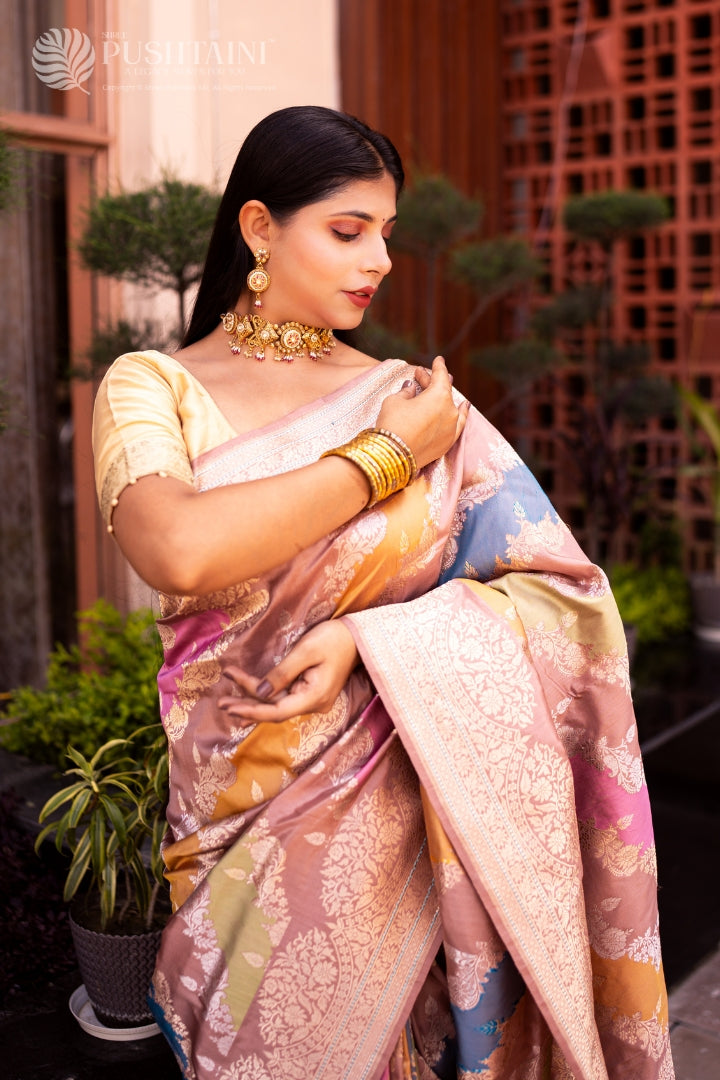 Elegant Multi Colour Rangkat Pure Katan Silk Saree