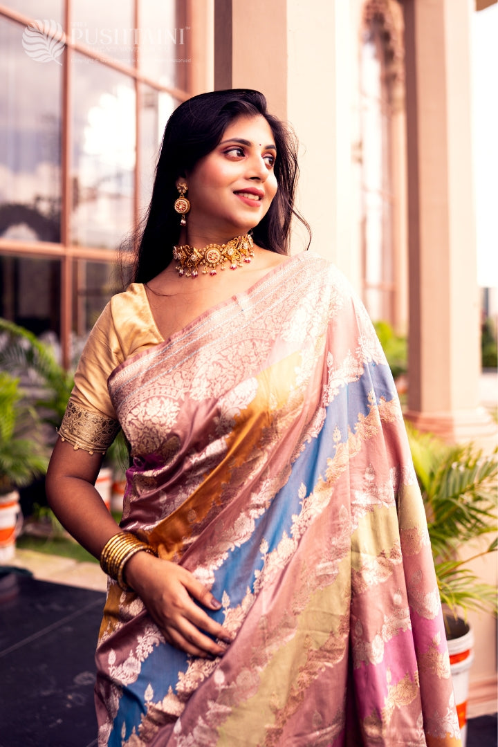 Elegant Multi Colour Rangkat Pure Katan Silk Saree