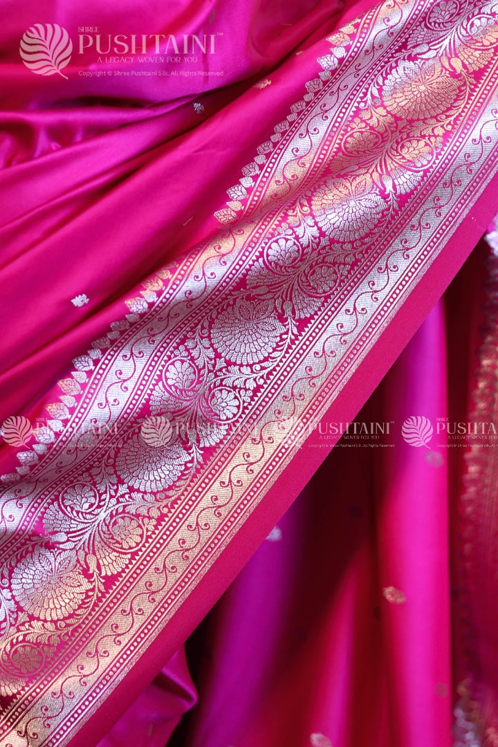 Rani Pink Banarasi Mashru Silk Saree