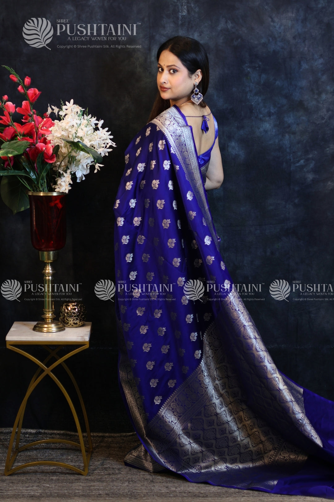 Royal Blue Banarasi Mashru Silk Saree