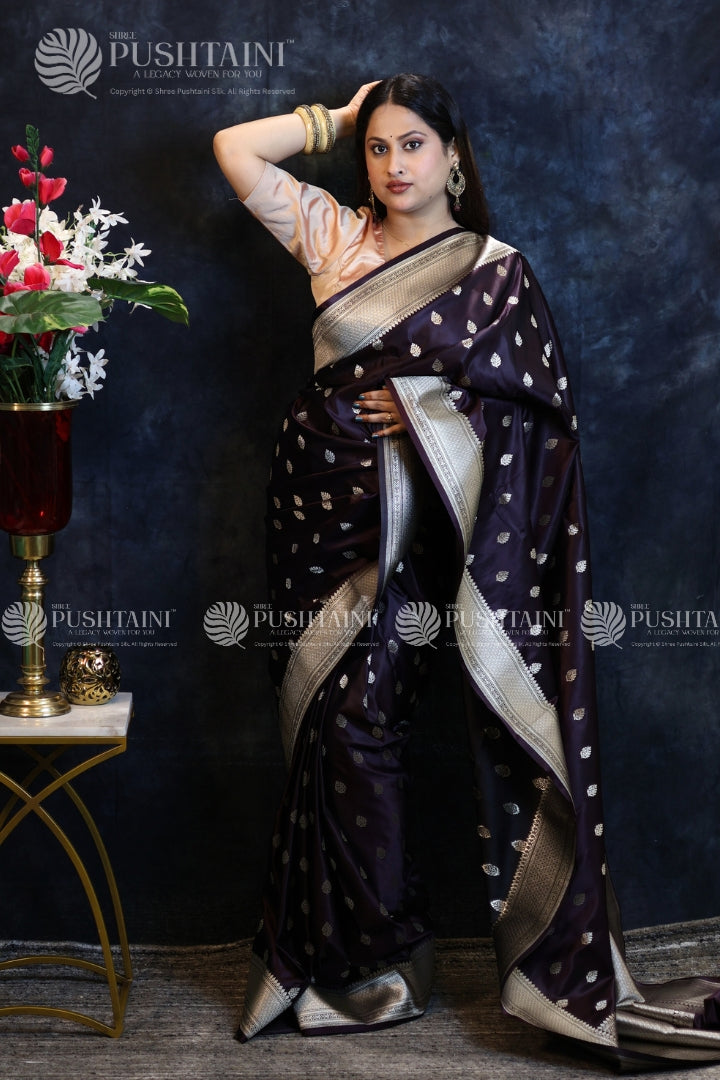Brown Banarasi Mashru Silk Saree