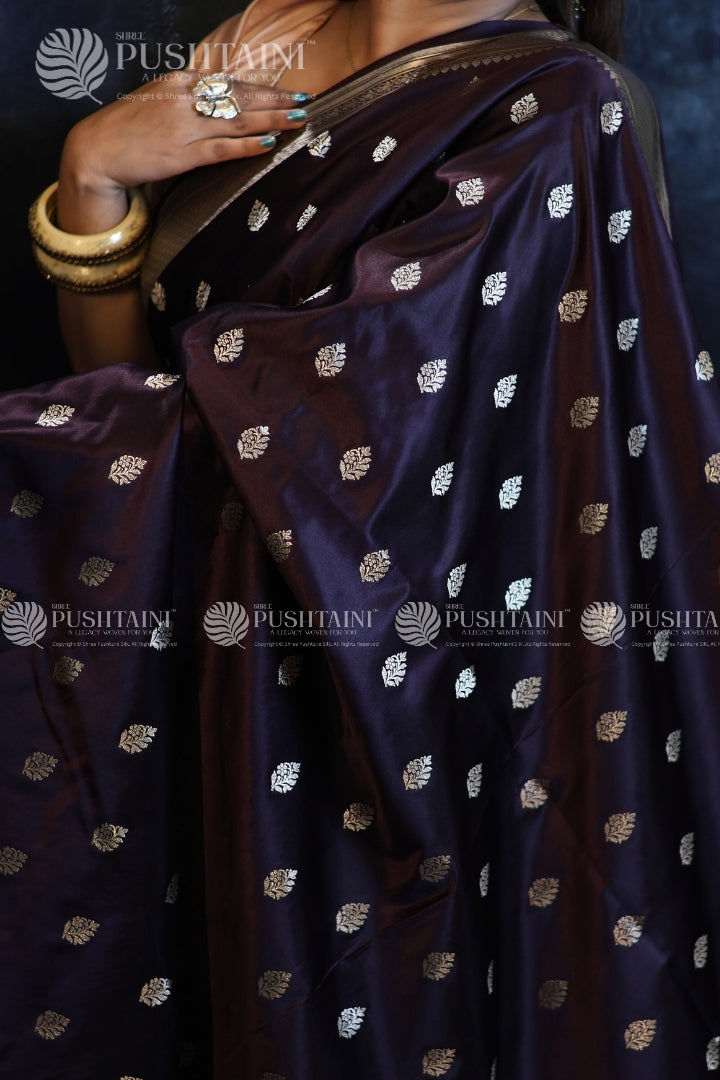 Brown Banarasi Mashru Silk Saree