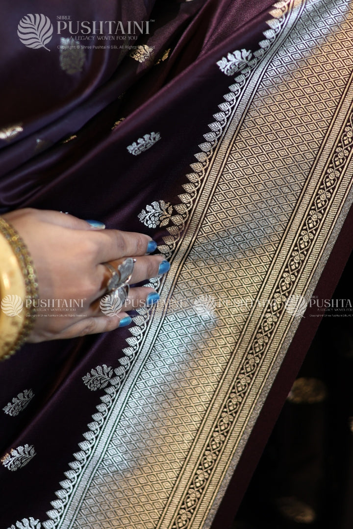 Brown Banarasi Mashru Silk Saree